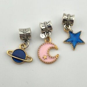 Cosmic Charm Trio with Star, Moon, and Planet